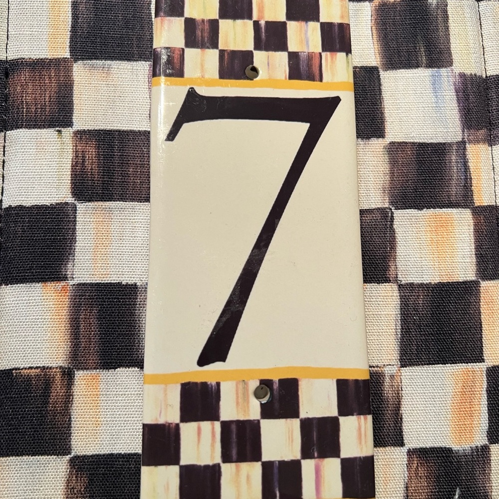 Mackenzie Childs Courtly Check ceramic house number - Picture 5 of 8